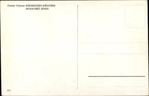 Künstler Ak Vasura, Gustav, Mährisches Mädchen in Volkstracht
