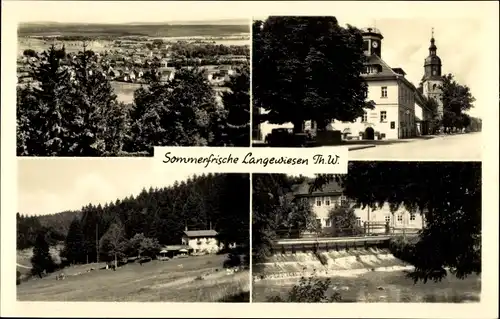 Ak Langewiesen Ilmenau am Thüringer Wald, Panorama, Ort, Kirche, Rathaus