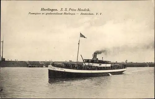 Ak Harlingen Friesland Niederlande, Fährschiff SS Prins Hendrik