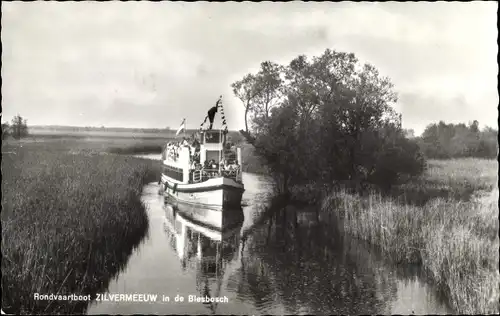 Ak Drimmelen Nordbrabant Niederlande, Rondvaartboot Zilvermeeuw in de Blesbosch