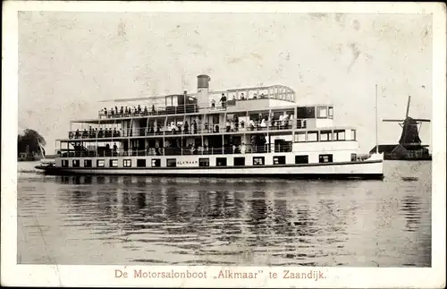 Ak Zaandijk Nordholland, Motorsalonboot Alkmaar, Windmühle, Fährschiff