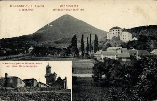 Ak Milešov Milleschau Velemín Welemin Region Aussig, Donnersberg, Meteorologische Höhenstation