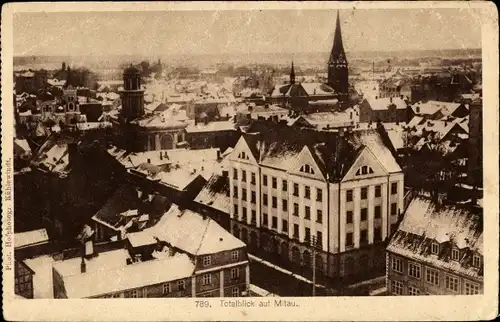 Ak Jelgava Mitau Lettland, Totalblick, Winter