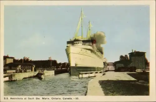 Ak Sault Sainte Marie Ontario Kanada, S. S. Assiniboia, Canadian Pacific Ships, Soo Locks