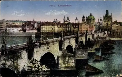 Ak Praha Prag Tschechien, Karlsbrücke