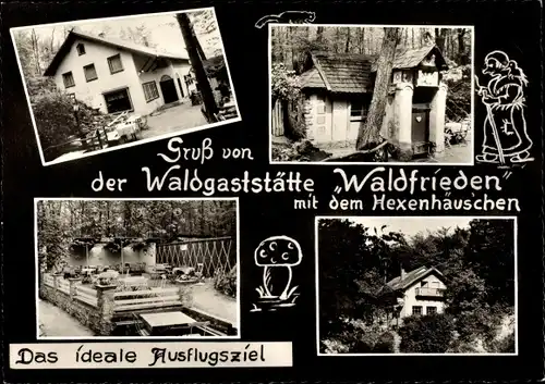 Ak Groß Düngen Bad Salzdetfurth in Niedersachsen, Waldgaststätte Waldfrieden mit Hexenhäuschen