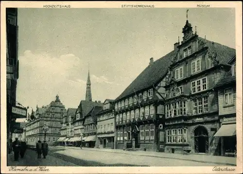 Ak Hameln, Blick in die Weserstraße mit alten Häusern