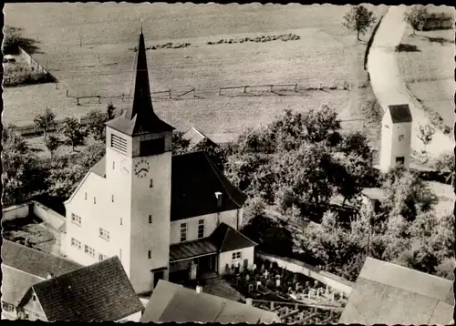 Ak Bernloch Hohenstein im Kreis Reutlingen, Luftbild der Kirche