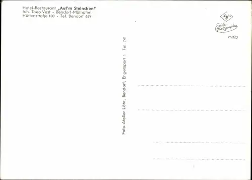 Ak Mülhofen Bendorf in Rheinland Pfalz, Auf'm Steinchen, Kegelbahn