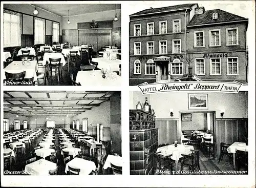 Ak Boppard am Rhein, Hotel Rheingold, Aussen- und Innenansicht