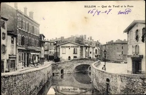 Ak Billom Puy de Dôme, Quai du Terail, La Poste
