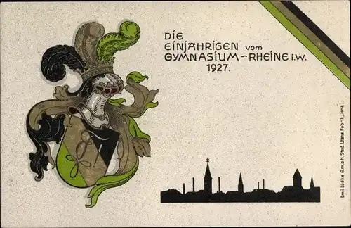 Studentika Scherenschnitt Ak Rheine in Westfalen, Die Einjährigen vom Gymnasium 1927