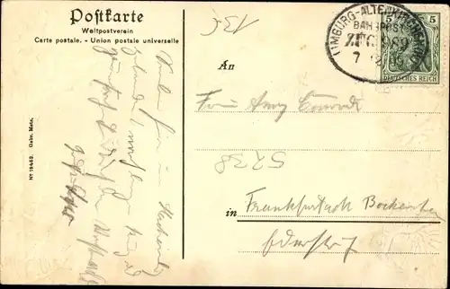 Präge Wappen Passepartout Ak Hachenburg im Westerwald, Schloss Hachenburg, Forstschule