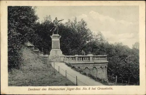 Ak Gravelotte Lothringen Moselle, Denkmal des Rheinischen Jäger-Bataillons No. 8