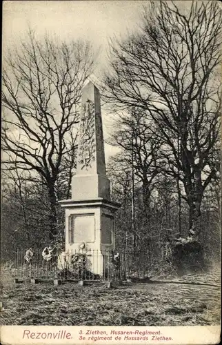 Ak Rezonville Moselle, Denkmal 3. Ziethen Husaren Regiment