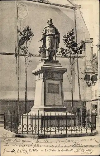 Ak Dijon Côte d'Or, Statue Garibaldi
