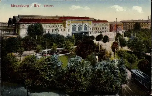 Ak Straßburg Elsaß Bas Rhin, Ansicht vom Bahnhof, La Gare 