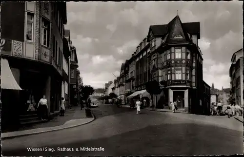 Ak Wissen an der Sieg Westerwald, Rathaus, Mittelstraße