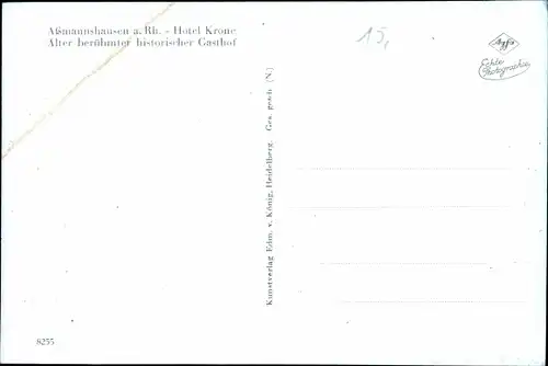 Ak Assmannshausen Rüdesheim am Rhein, Hotel Krone