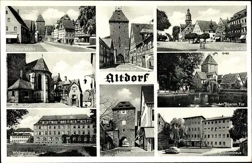 Ak Altdorf bei Nürnberg in Mittelfranken Bayern, Markt, Oberes Tor, Wichernhaus, Krankenhaus