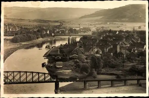 Ak Bodenwerder an der Weser, Gesamtansicht, Weserpartie