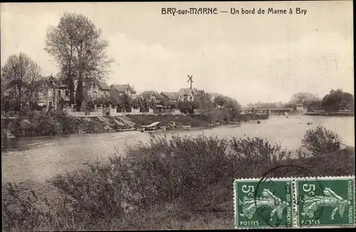 Ak Bry sur Marne Val de Marne, Un bord de Marne a Bry