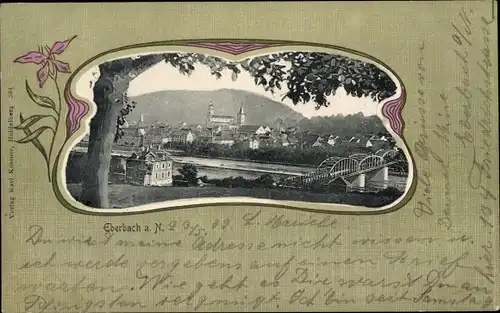 Passepartout Ak Eberbach am Neckar Odenwald Baden, Blick auf den Ort