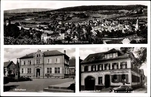 Ak Bödigheim Buchen im Odenwald Baden, Gasthaus zum weißen Ross, Schulhaus, Totalansicht