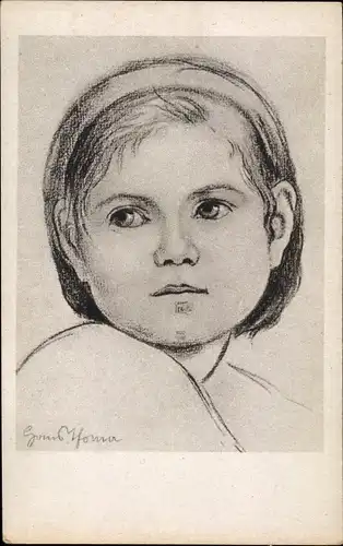 Künstler Ak Thoma, Hans, Mädchenkopf, Portrait