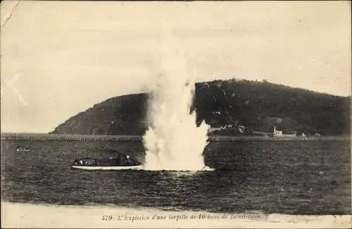 Ak Französisches Marine, L'Explosion d'une torpille de 10 kilos, Torpedo