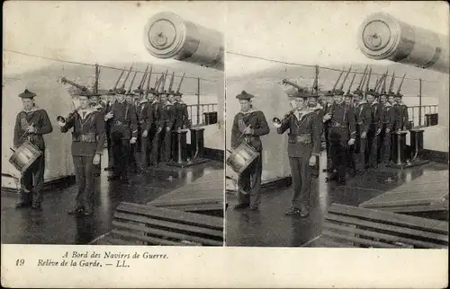 Stereo Ak Französisches Kriegsschiff, Releve de la Garde