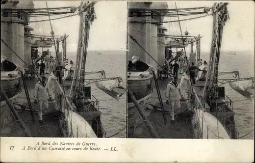 Stereo Ak Französisches Kriegsschiff, Cuirasse en cours de route, Seeleute