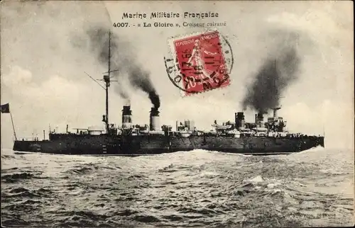 Ak Französisches Kriegsschiff, La Gloire, Croiseur cuirassé, Marine Militaire Francaise