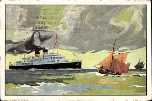 Künstler Ak Royon, L., Dampfschiff SS Prince Charles, Fährschiff, Ostende Dover Linie