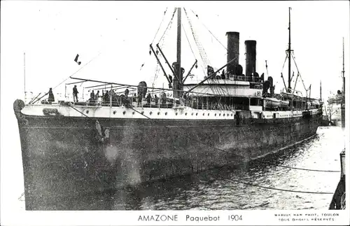 Ak Paquebot Amazone 1904, Messageries Maritimes