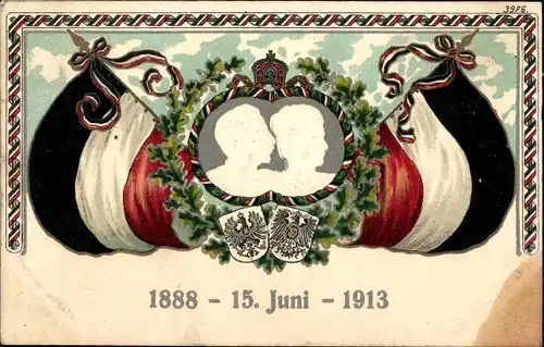 Präge Wappen Litho Deutsches Kaiserpaar 1888-1913