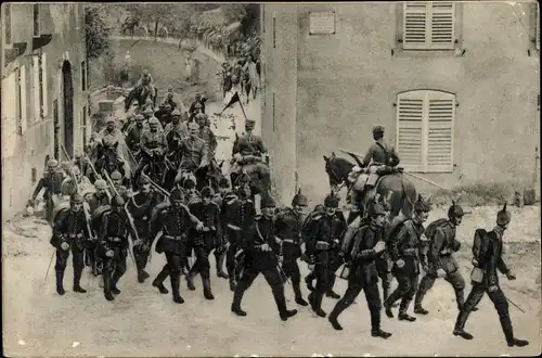 Ak Das Deutsche Heer, Infanterie auf dem Marsche durch ein Dorf