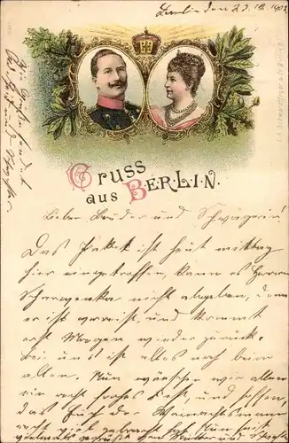 Litho Kaiser Wilhelm II., Kaiserin Auguste Viktoria