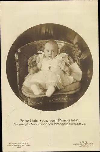 Ak Prinz Hubertus von Preußen, jüngster Sohn des Kronprinzenpaares