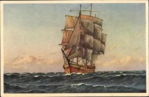 Künstler Ak Segelschiff auf dem Meer