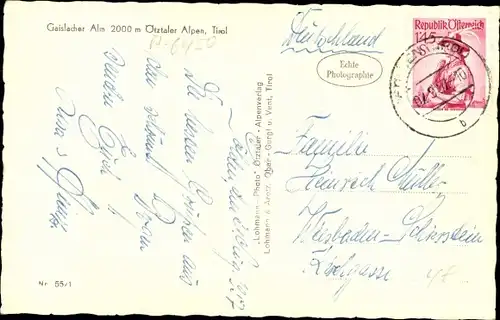 Ak Ötztal Tirol, Gaislacher Alm