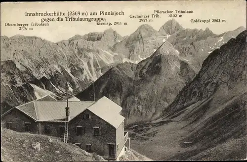 Ak Neustift im Stubaital in Tirol, Innsbrucker Hütte am Pinnisjoch, Goldkappl, Obernberger Tribulaun