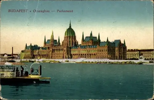Ak Budapest Ungarn, Parlament, Salondampfer
