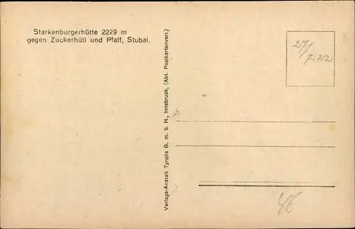 Ak Neustift im Stubaital in Tirol, Starkenburger Hütte, Zuckerhütl, Pfaff