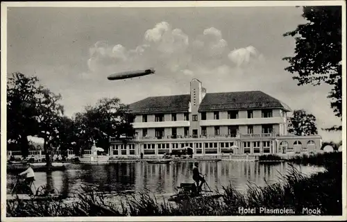 Ak Mook en Middelaar Limburg Niederlande, Hotel Plasmolen, Zeppelin