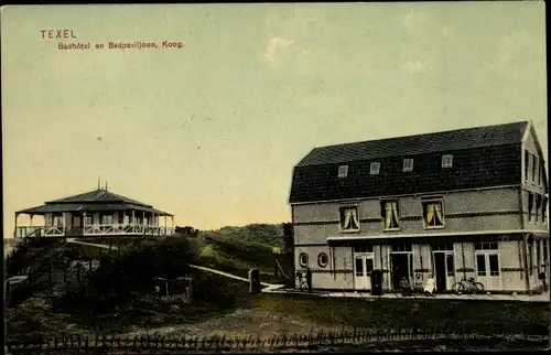 Ak De Koog Texel Nordholland Niederlande, Badhotel en Badpaviljoen