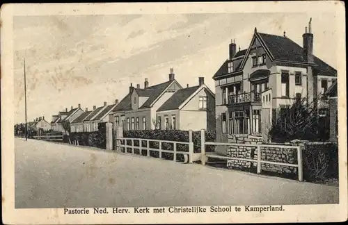 Ak Kamperland Noord Beveland Zeeland Niederlande, Pastorie Ned. Herv. Kerk, Chr. School