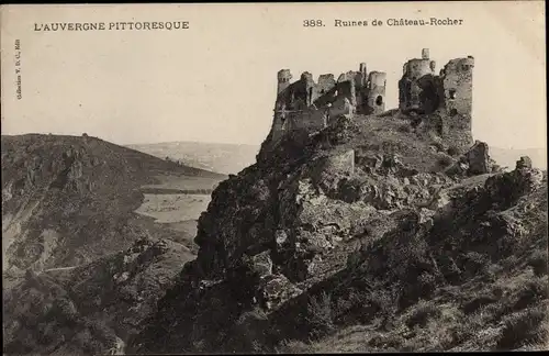 Ak Saint Rémy de Blot Puy de Dôme, Ruines de Chateau Rocher