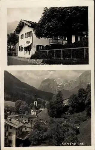 Foto Ak Ramsau im Berchtesgadener Land Oberbayern, Blick auf den Ort, Gasthaus