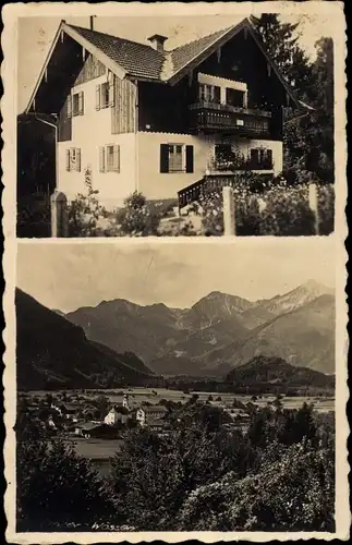 Foto Ak Unterwössen in Oberbayern, Blick auf den Ort, Gebirge, Wohnhaus